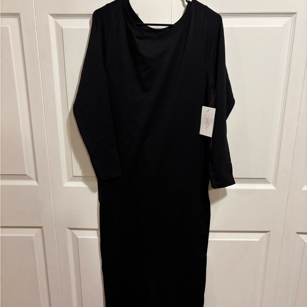 Ingrid & Isabel Black Sheath Dress with Cowl Neck and Dolman Sleeves